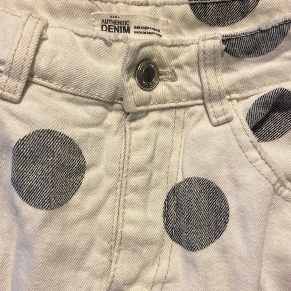 Zara polka dot mini jean skirt